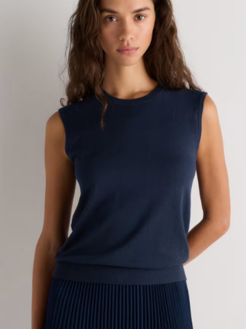 Quince Lightweight Cotton Cashmere Sweater Tank Atlas Navy Small